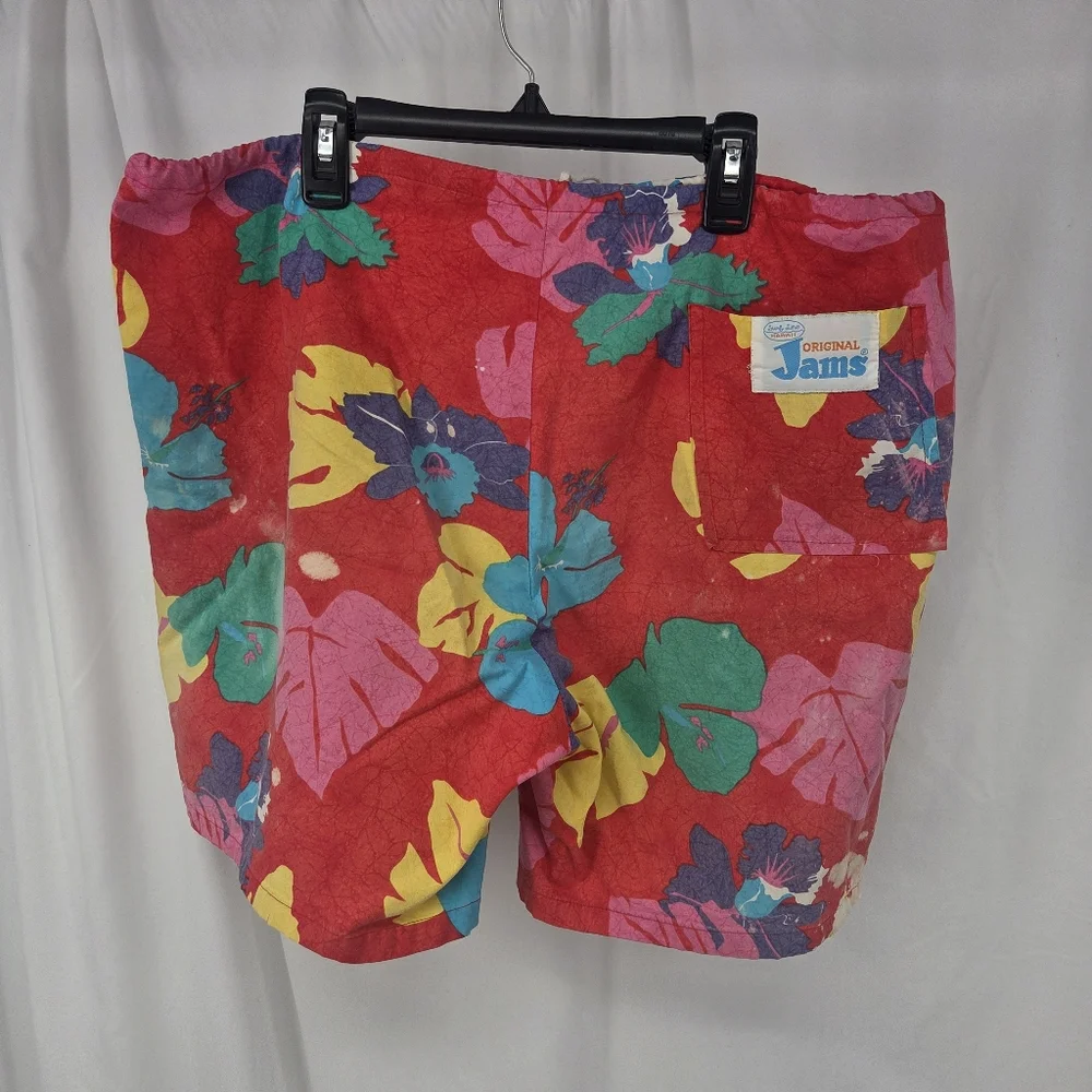 Original Jams Vintage 100% Cotton Swim Trunks 80's Tropical Floral